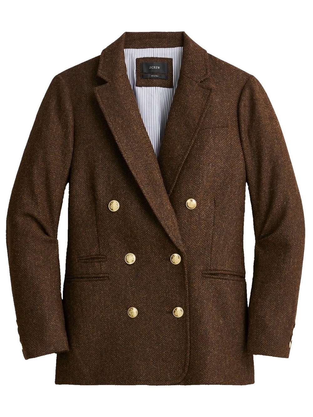 J.Crew Bristol Blazer Chocolate Umber Herringbone Wool Double-Breasted size 6 - Picture 2 of 15
